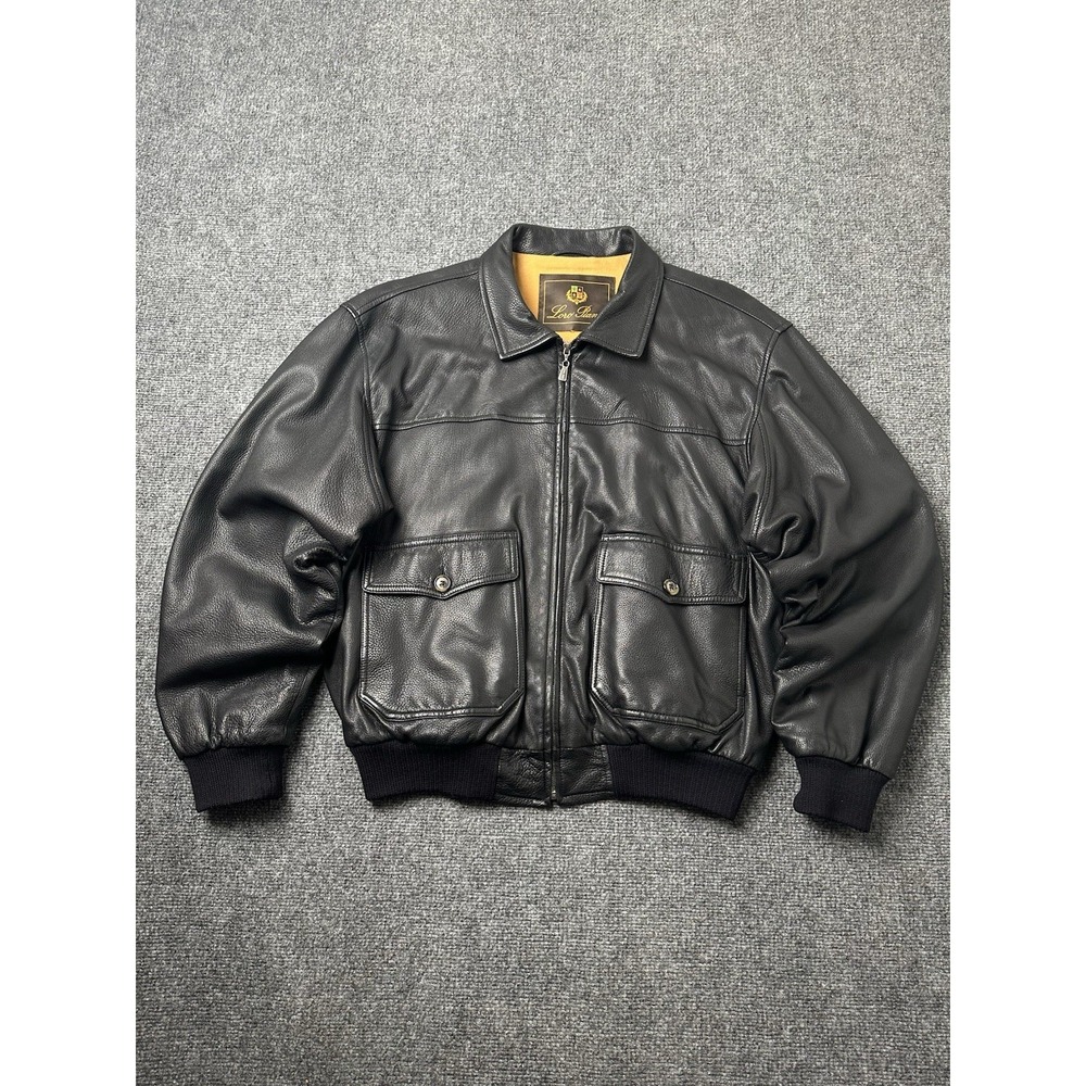Mens Leather Loro Piana Black Zip Jacket Made in Italy, Size XXL